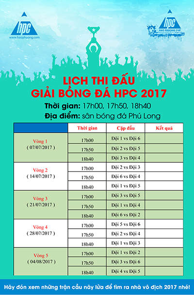 lịch thị đấu giải bóng đá 2017