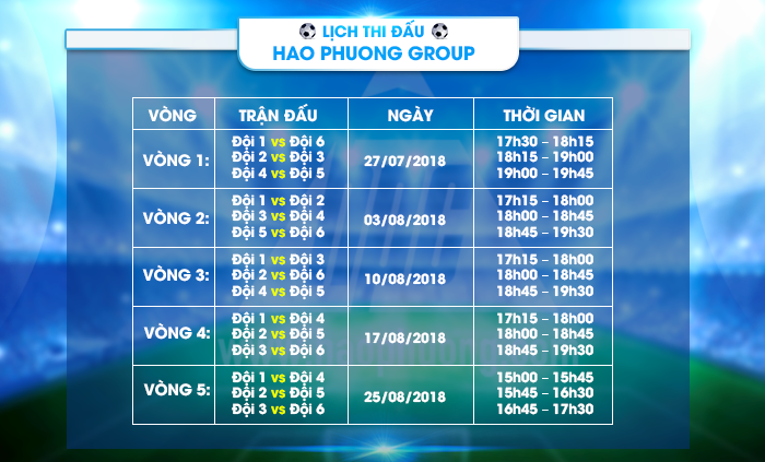 Giải bóng đá Hạo Phương group 2018, ảnh 1