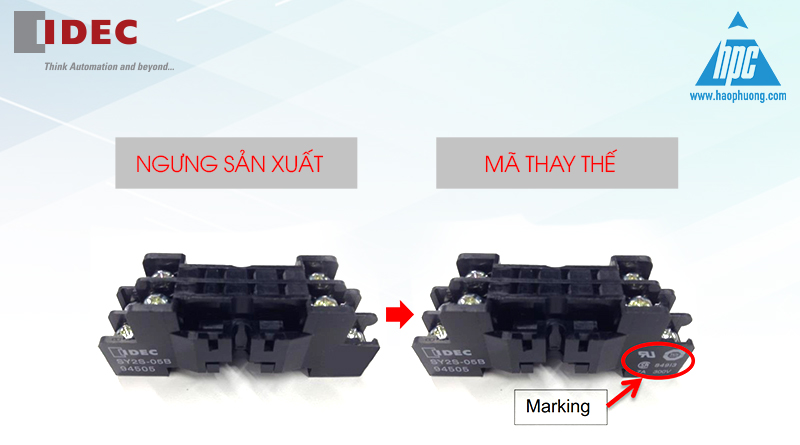 Hạo Phương thông báo IDEC ngừng sản xuất đế relay dòng SH, SM, SR và SY đuôi “A”