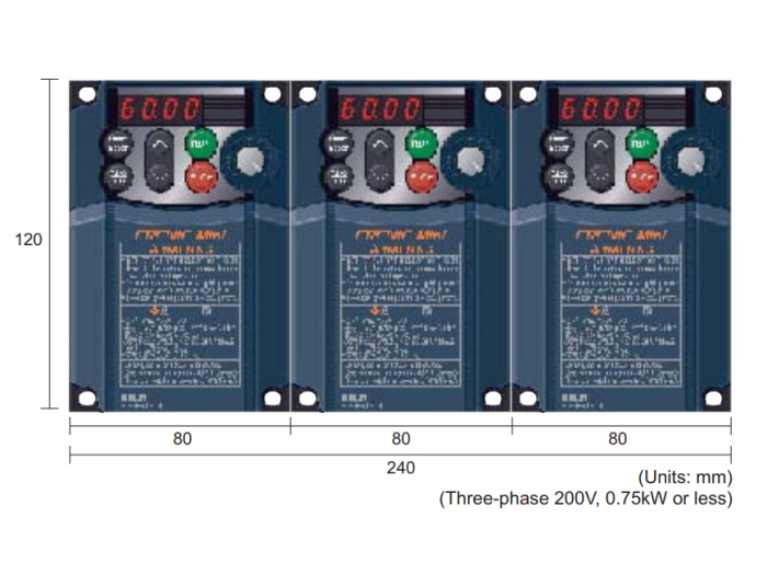 Nhiều bộ biến tần FRENIC-Mini của Fuji Electric có thể đặt cạnh nhau