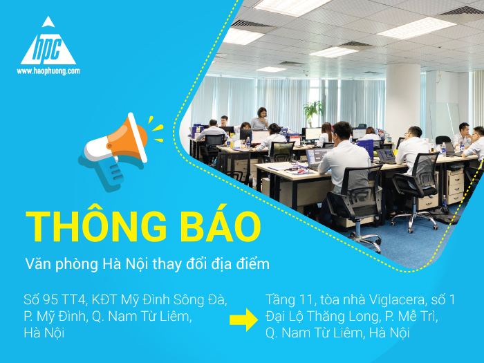 Hạo Phương thông báo chuyển địa điểm văn phòng làm việc tại Hà Nội