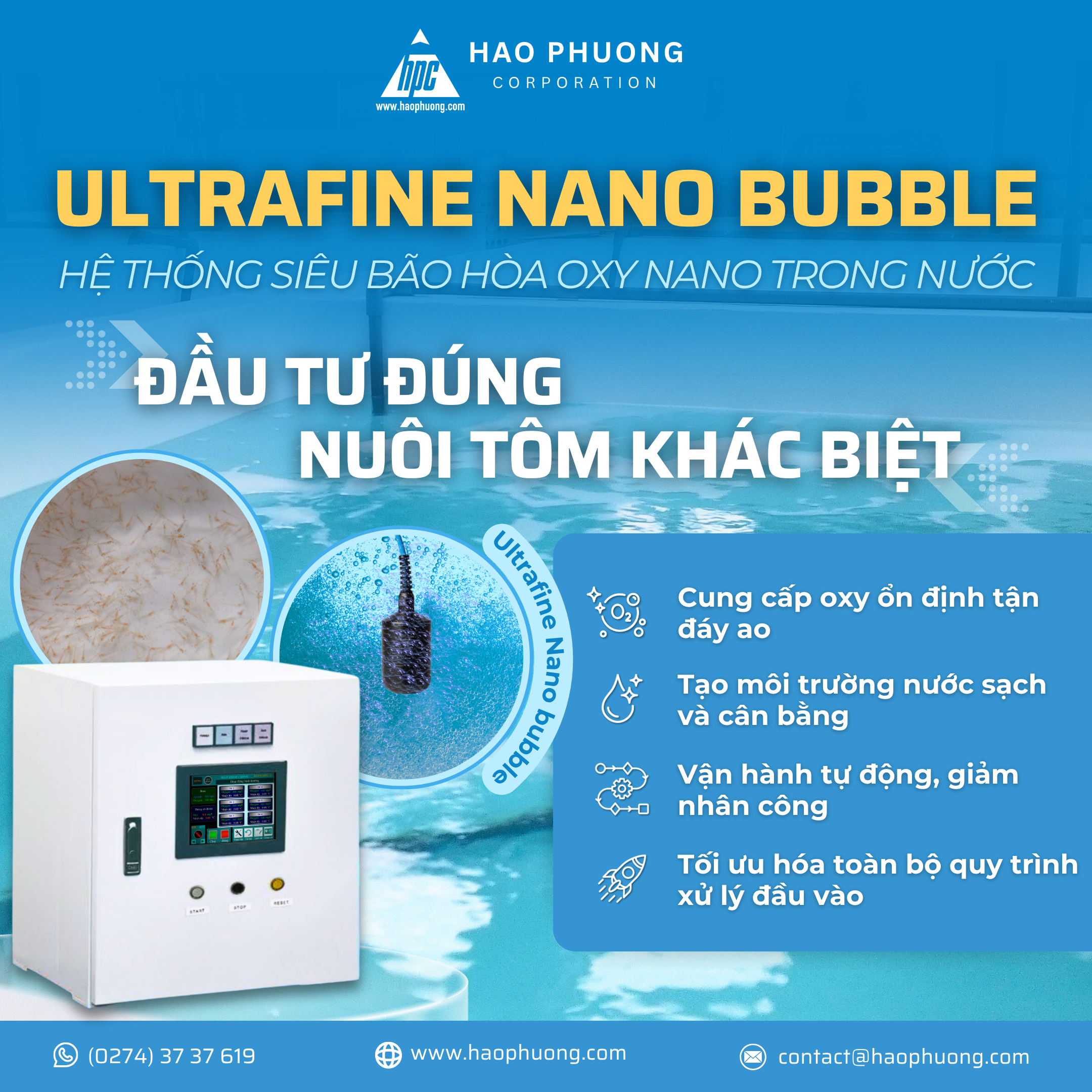 ULTRAFINE NANO BUBBLE – ĐẦU TƯ ĐÚNG – NUÔI TÔM KHÁC BIỆT