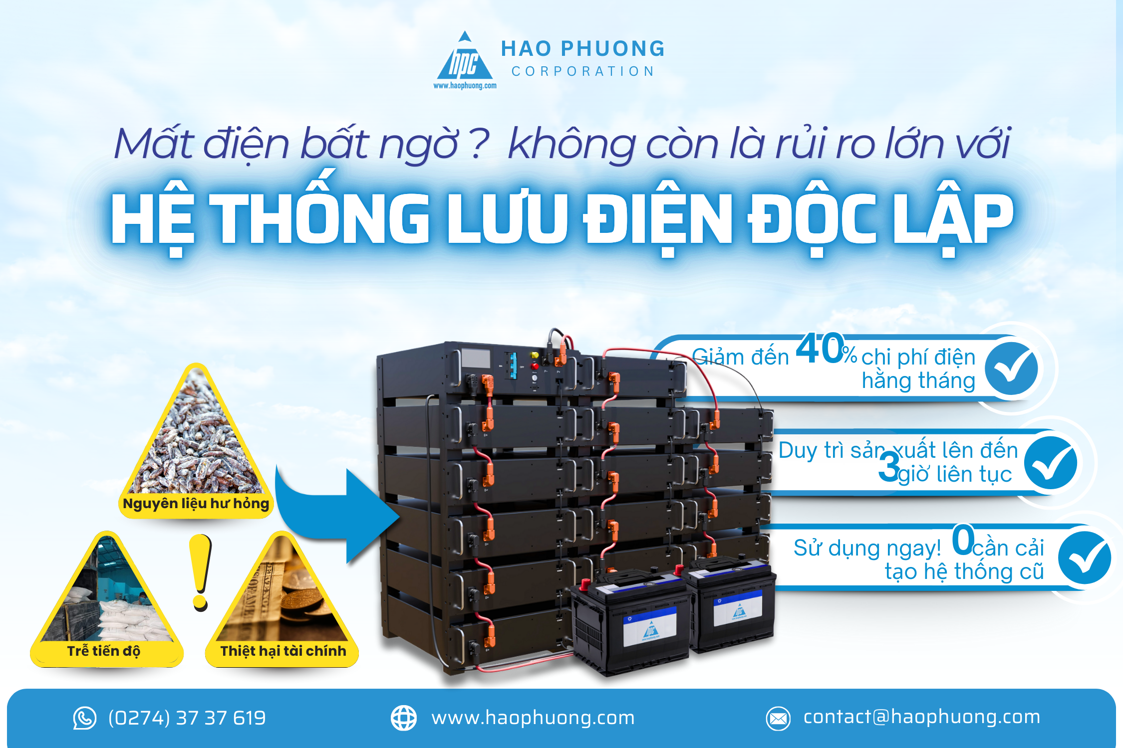 HỆ THỐNG LƯU ĐIỆN ĐỘC LẬP – MẤT ĐIỆN BẤT NGỜ KHÔNG CÒN LÀ RỦI RO LỚN