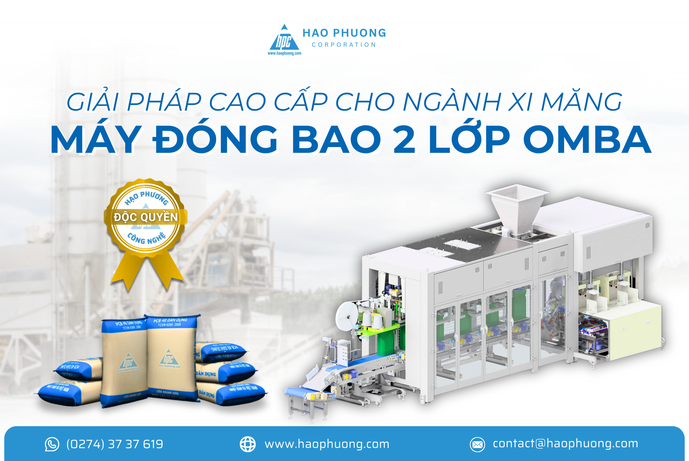 HỆ THỐNG ĐÓNG BAO 2 LỚP ĐỘC QUYỀN CÔNG NGHỆ CHO NGÀNH XI MĂNG