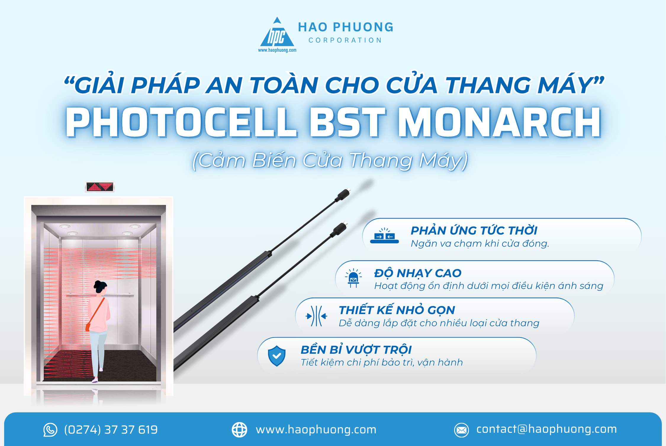 CỬA THANG MÁY – CẢM BIẾN PHOTOCELL AN TOÀN CHO MỌI HÀNH KHÁCH