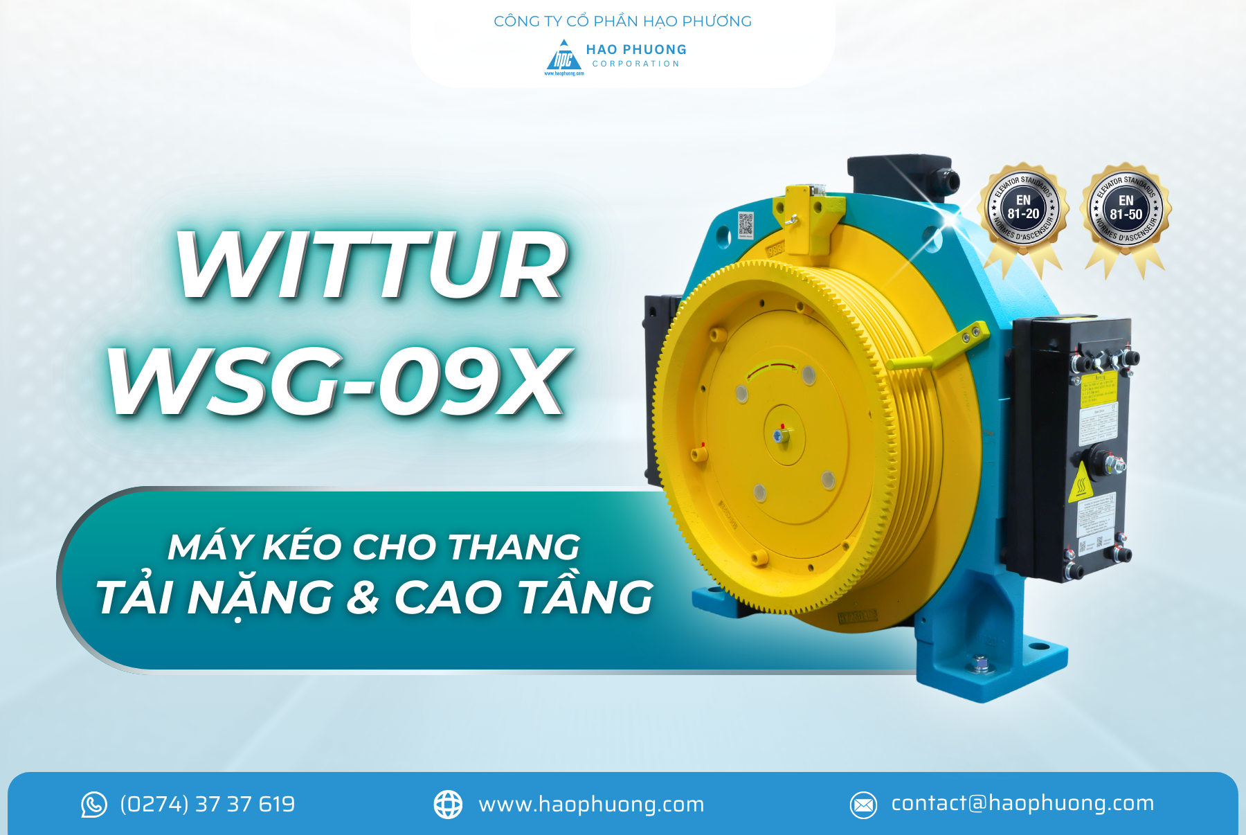 WSG-09X – MÁY KÉO CHO THANG TẢI NẶNG & CAO TẦNG