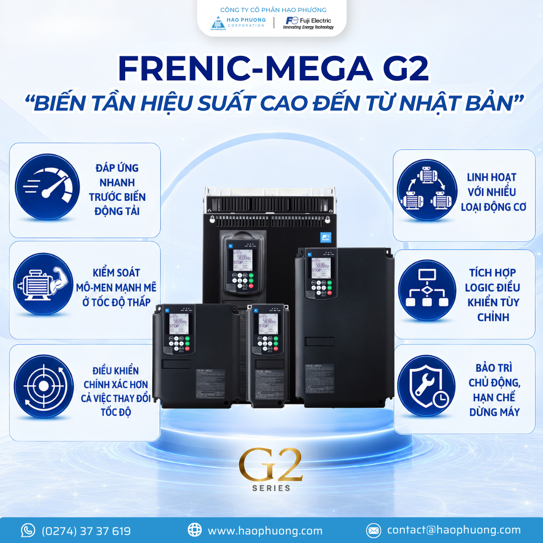 FRENIC-MEGA G2 – GIẢI PHÁP BIẾN TẦN HIỆU SUẤT CAO CHO CÁC ỨNG DỤNG TẢI NẶNG