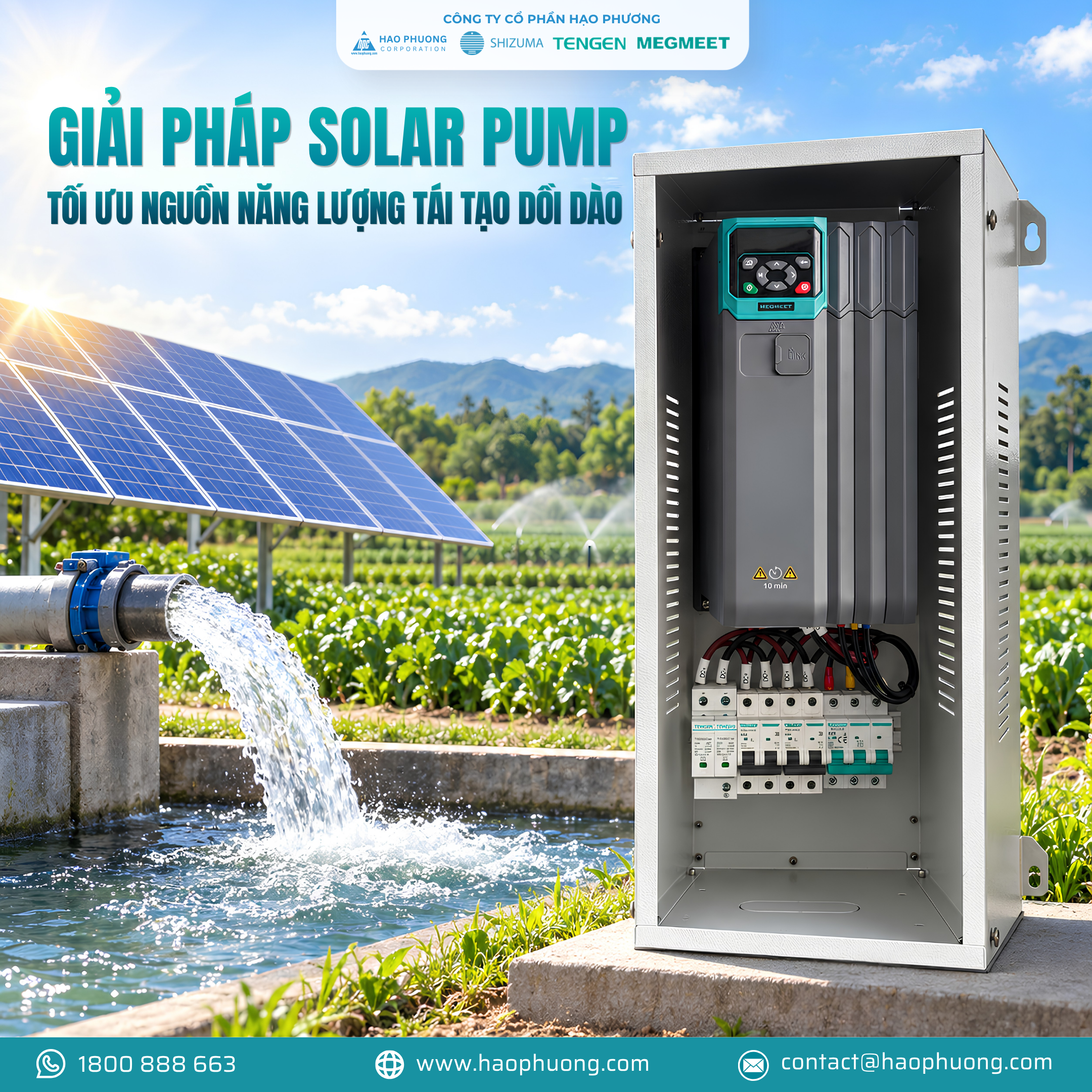 GIẢI PHÁP SOLAR PUMP TỪ HẠO PHƯƠNG – CHỦ ĐỘNG NGUỒN NƯỚC, TỐI ƯU CHI PHÍ VẬN HÀNH